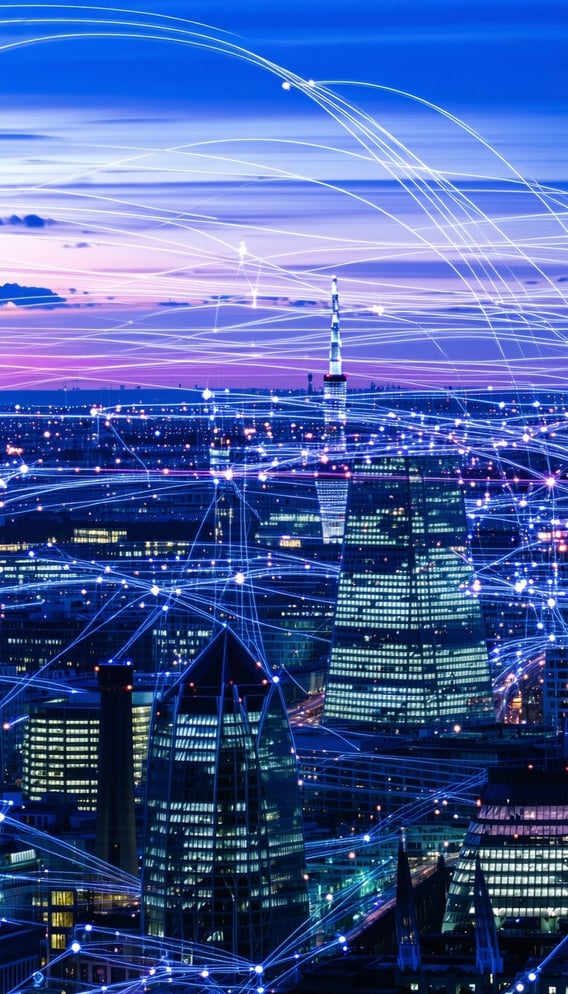 London Skyline with fibre lines etc-2