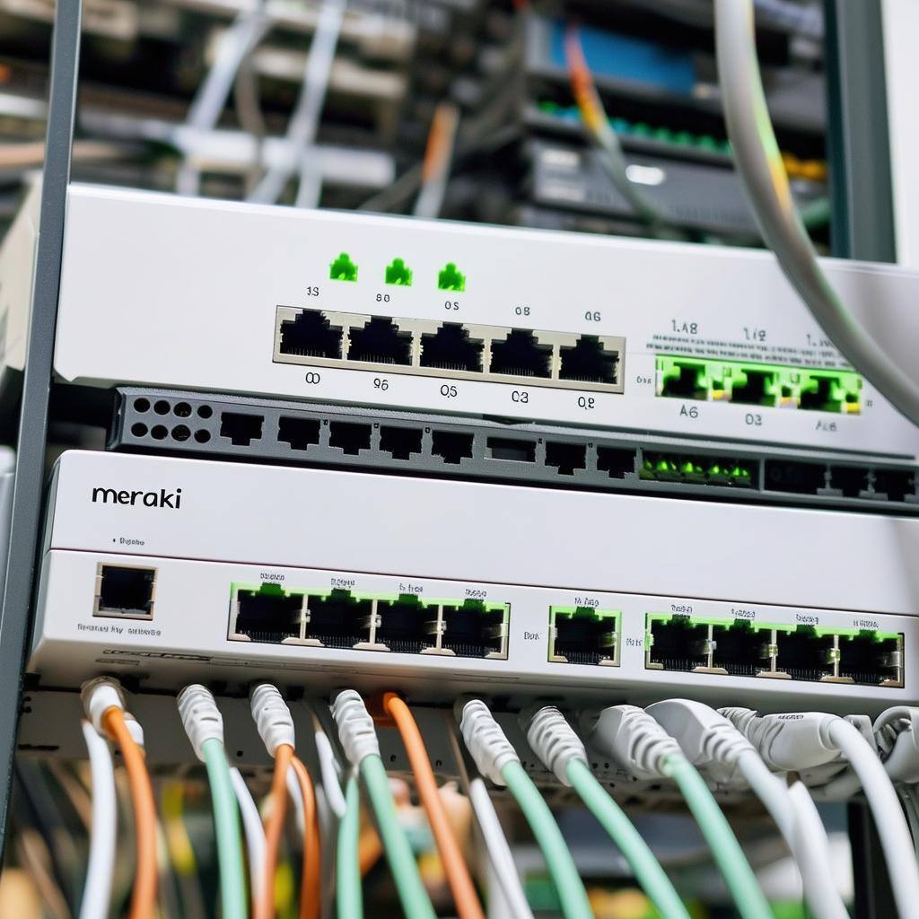 High-performance Cisco Meraki switches and cables, expertly installed and managed by Remedian IT Solutions for seamless network connectivity and business operations in Manchester and beyond.