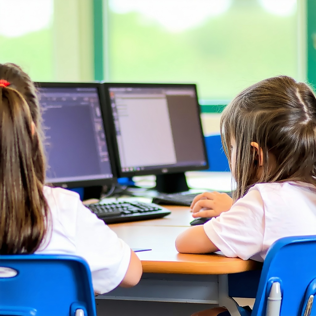 Classroom with pupils on the computer