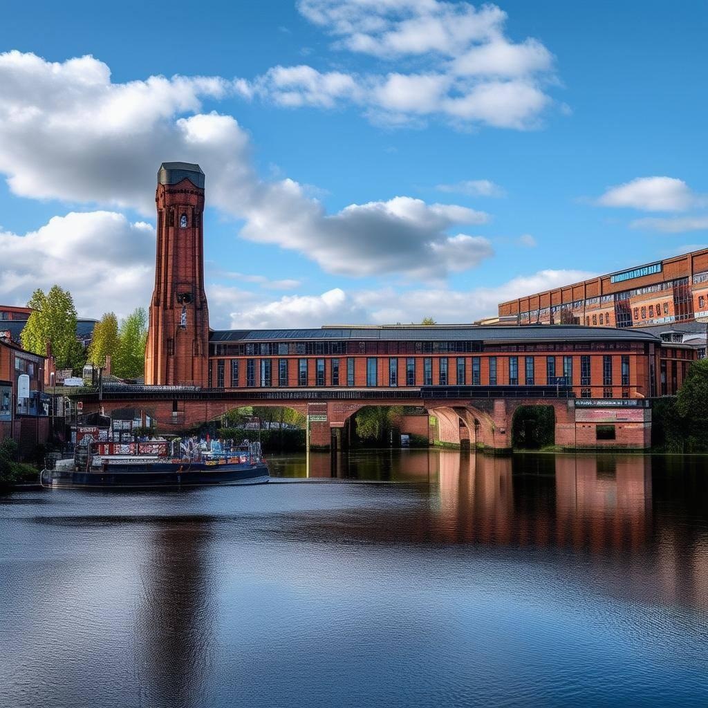 Scenic view of Stockport Viaduct and canal, highlighting Remedian’s presence supporting local businesses.